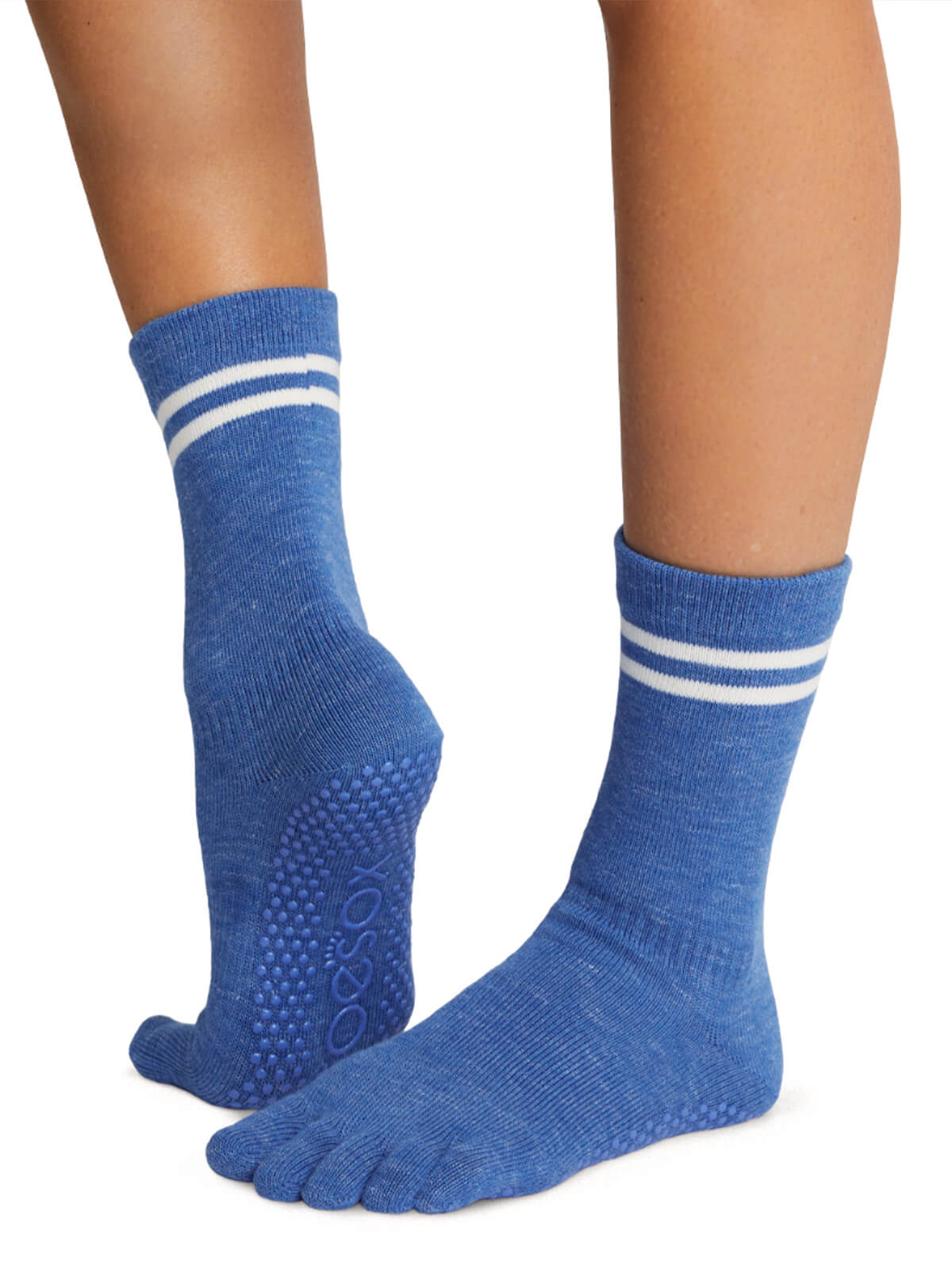 Manduka マンドゥカ [ToeSox] Crew クルー（Full Toe／つま先あり） グリップ ソックス／ ヨガ ピラティス 滑り止め付 靴下 クルー丈 24SS-ヨガアクセサリー・雑貨-ロイヤルブルー-S 22.5-24.5cm-