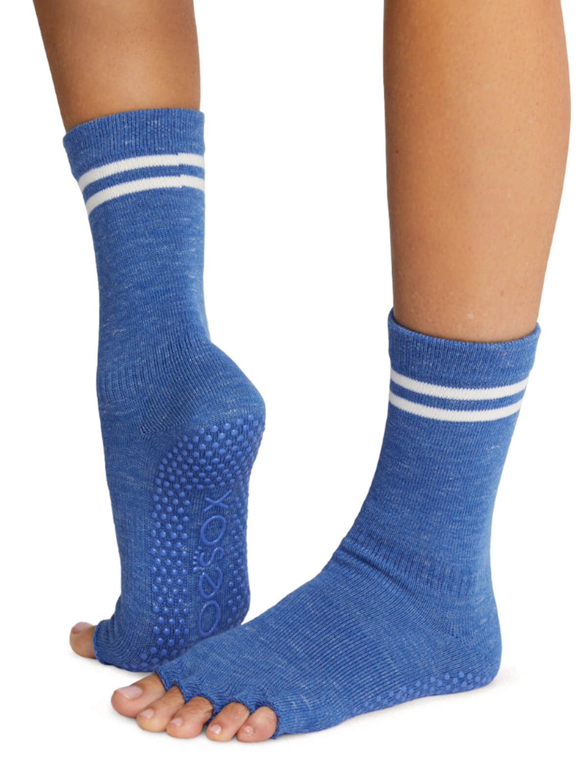 Manduka マンドゥカ [ToeSox] Crew クルー（Half Toe／つま先なし） グリップ ソックス／ ヨガ ピラティス 滑り止め付 靴下 クルー丈 24SS-ヨガアクセサリー・雑貨-ロイヤルブルー-S 22.5-24.5cm-