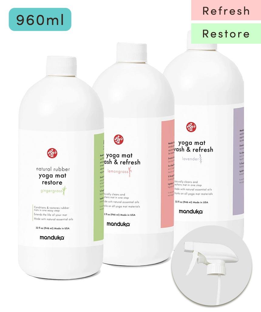 Manduka マンドゥカ マットウォッシュ リフィル リフレッシュ&リストア 32oz(960ml) ヨガマットケア スプレー 大容量-ヨガマットクリーナー-